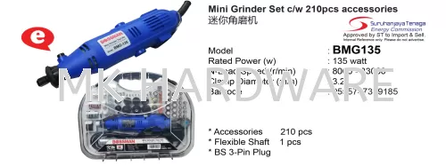 MINI GRINDER SET C/W 210PCS ACCESSORIES