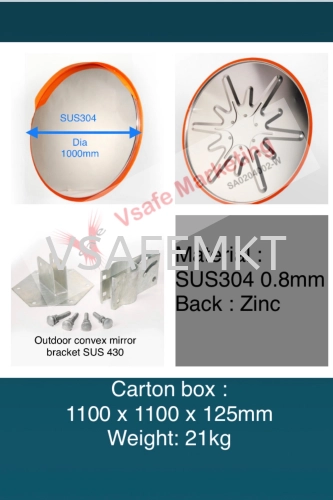 VSAFEMKT OUTDOOR SUS304 Convex Mirror Dia 1000mm