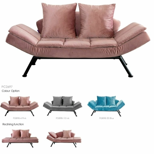 Metal Body Sofabed 3 Seaters - Lavender Chaise Sofa