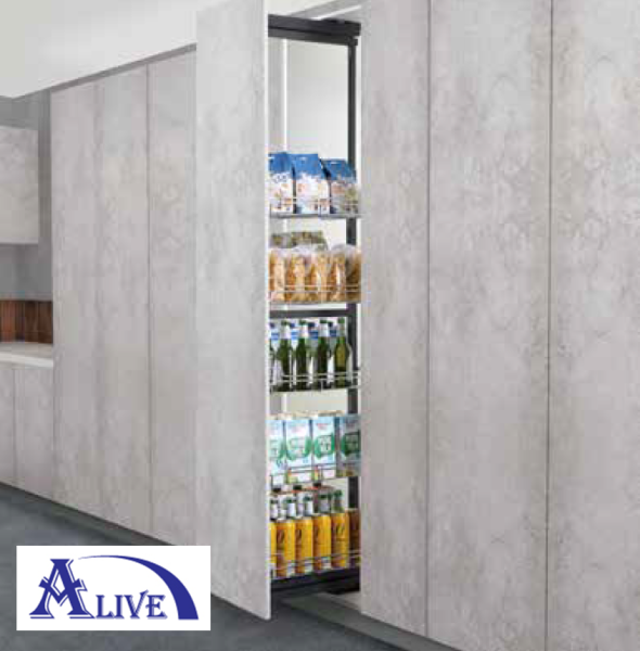 TALL UNIT PULL OUT BASKET WITH SOFT CLOSING SLIDE (SUS304) Tall Cabinets Platinum SUS304 Kitchen Cabinet Basket & Hardware Selangor, Malaysia, Kuala Lumpur (KL), Sungai Buloh Supplier, Suppliers, Supply, Supplies | Alive Hardware Trading (M) Sdn Bhd