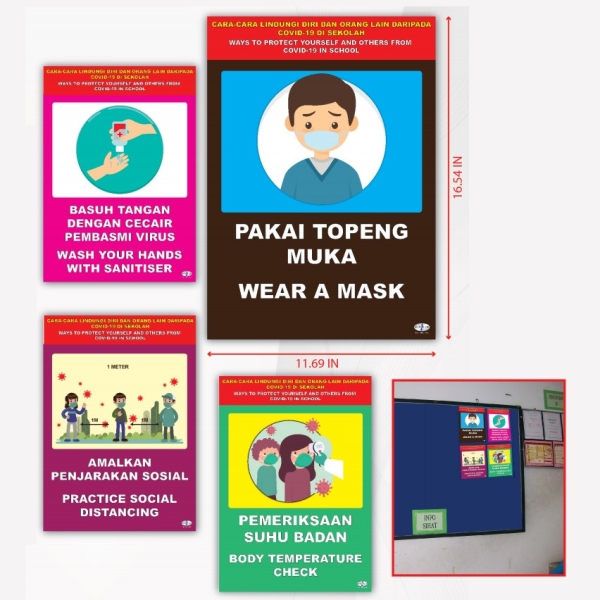 Poster Ceria Cara Lindungi Diri Daripada COVID-19 PK1022 SK/SMK (4 Unit) COVID-19 Johor Bahru (JB), Malaysia Supplier, Suppliers, Supply, Supplies | Edustream Sdn Bhd