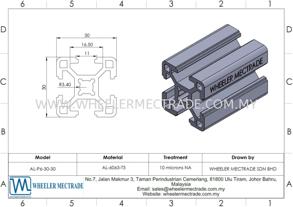 Aluminium 30 x 30 (P8 Slot)  P8 Series Aluminium Profiles Aluminium Malaysia, Johor Bahru (JB), Ulu Tiram Manufacturer, Supplier, Supply, Supplies | Wheeler Mectrade Sdn Bhd