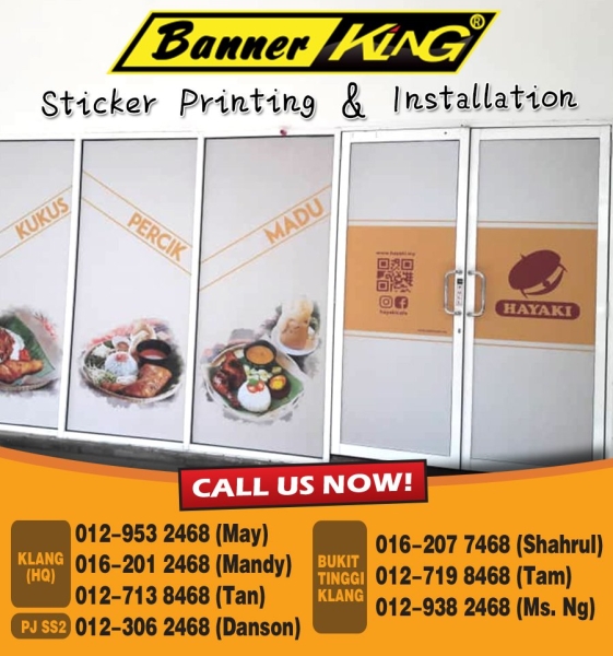 Turn Your Window & Doors Into Ads Space With Sticker Sticker Printing Selangor, Malaysia, Kuala Lumpur (KL), Klang, Puchong, Petaling Jaya (PJ) Supplier, Suppliers, Supply, Supplies | Bannerking Sdn Bhd