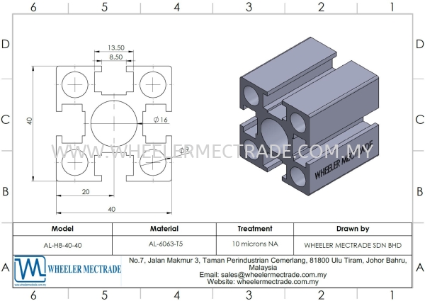 Aluminium Profile 40 x 40 (Heavy Duty)  H8 Series Aluminium Profiles Aluminium Malaysia, Johor Bahru (JB), Ulu Tiram Manufacturer, Supplier, Supply, Supplies | Wheeler Mectrade Sdn Bhd