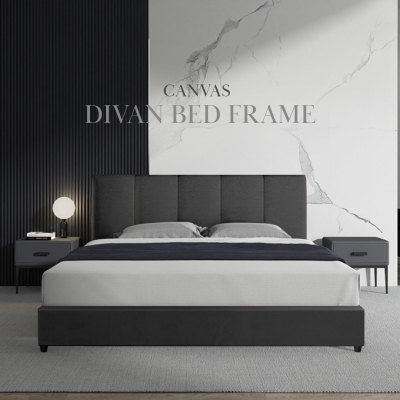 HANDLEY Canvas Divan Queen Size Bed Frame  Katil Queen  Bed Frame Queen  King Size  Single Size