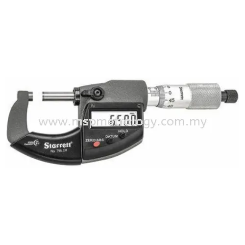 Starrett IP67 Electronic Micrometer,without Output, 0-25mm/0-1″, 796.1MXRL-25 Series