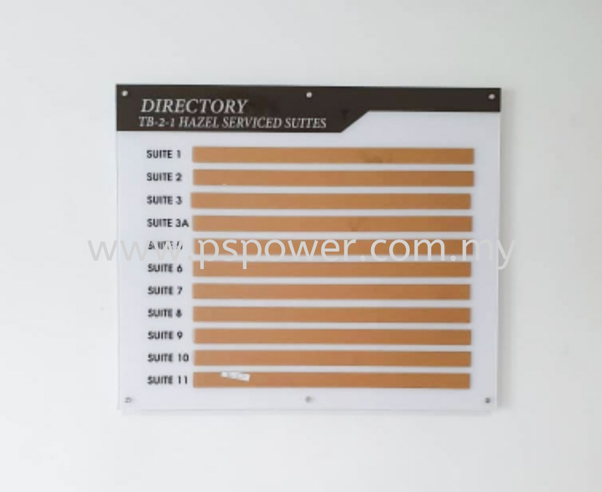 Acrylic Signage - Directory Board