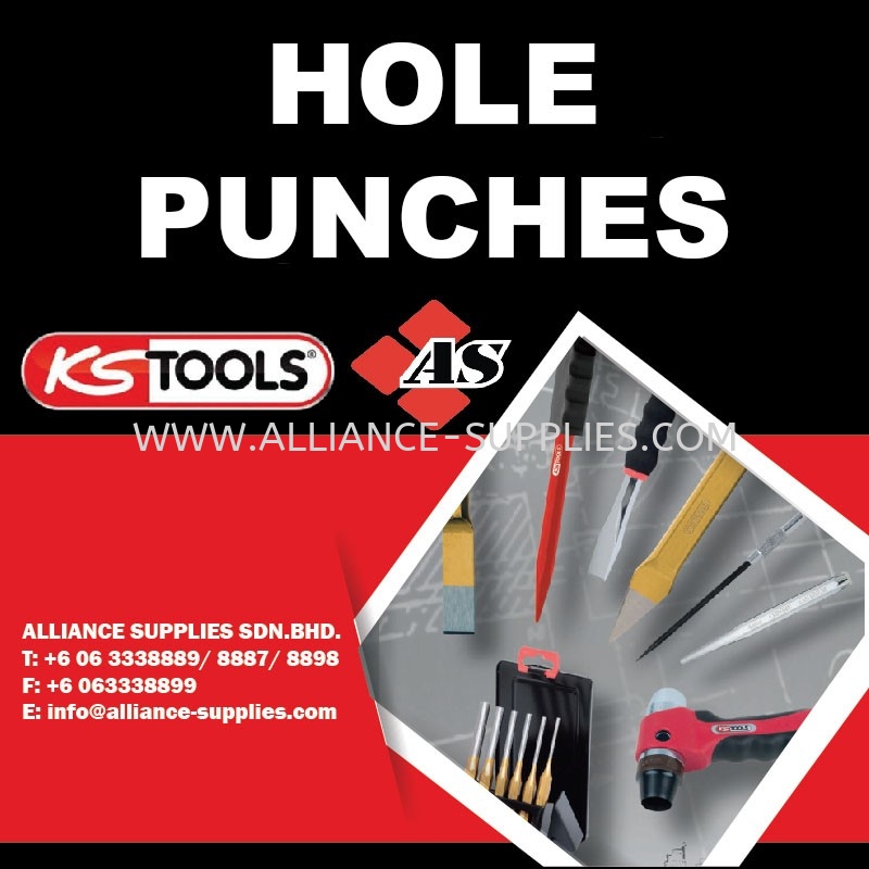 KS Tools 129.0100 Hole Punch Set, 16 Pcs, 3-30mm