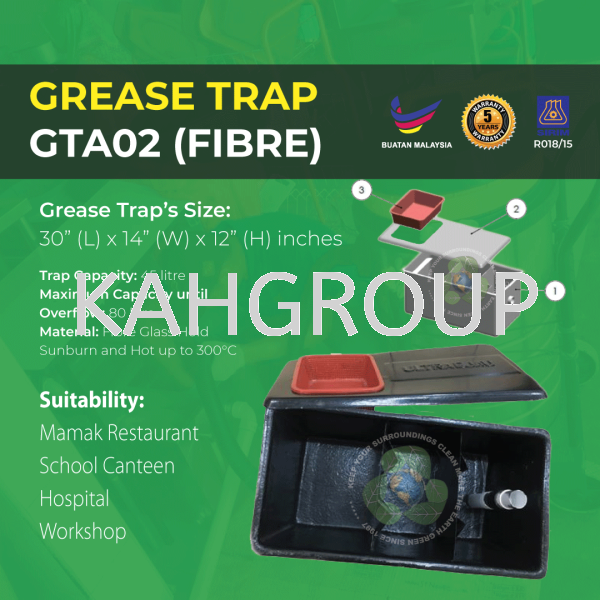 Perangkap Minyak GTA02F Undersink Type Grease Trap / Oil Interceptor Selangor, Malaysia, Kuala Lumpur (KL), Johor Bahru (JB), Penang, Perak Supplier, Suppliers, Supply, Supplies | Kualiti Alam Hijau (M) Sdn Bhd