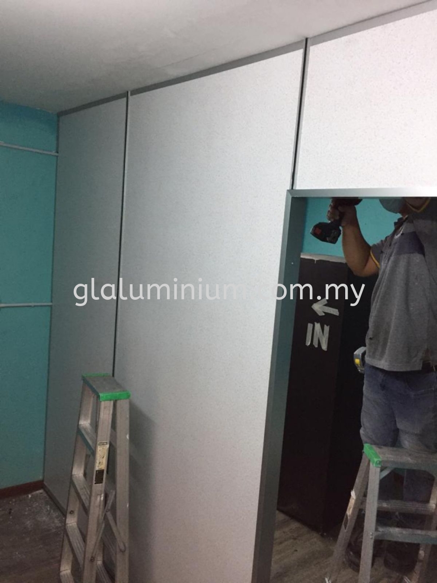 Partition Gypsum Board Sliding Door Partition Gypsum Board Vinyl Partition Gypsum Board Vinyl Sliding Door Selangor Malaysia Kuala Lumpur Kl Cheras Supplier Installation Supply Supplies Gl Glass Aluminium Trading
