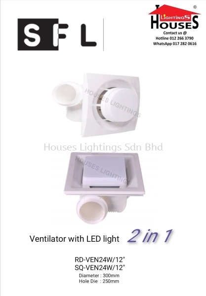 SFL VEF24 R SQ WH + 12W LED-DL SFL Ventilation Fan Ventilation Fan Selangor, Malaysia, Kuala Lumpur (KL), Puchong Supplier, Suppliers, Supply, Supplies | Houses Lightings Sdn Bhd