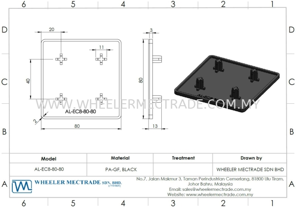 End Cap for Alu Profile 80 x 80, AL-EC8-80-80 End Cap Aluminium Profiles Accessories Aluminium Malaysia, Johor Bahru (JB), Ulu Tiram Manufacturer, Supplier, Supply, Supplies | Wheeler Mectrade Sdn Bhd