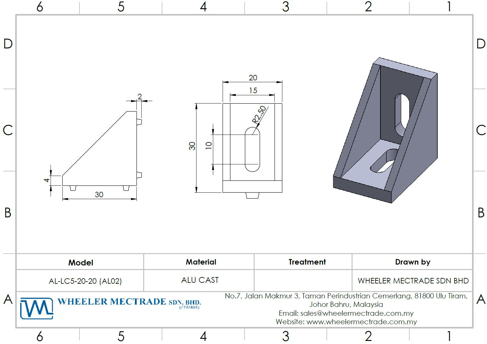 L Bracket for Alu Profile 20 x 20, AL-LC5-20-20