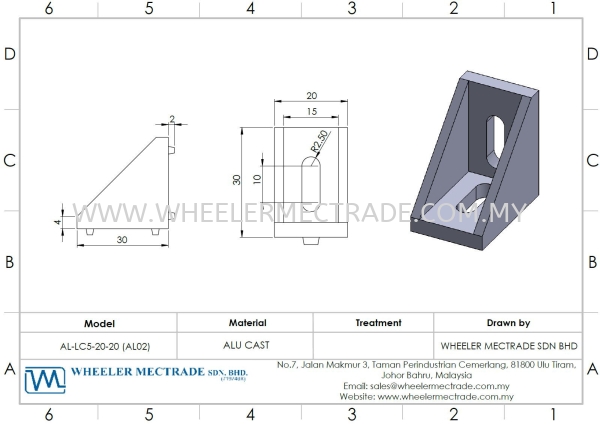 L Bracket for Alu Profile 20 x 20, AL-LC5-20-20 L Bracket Aluminium Profiles Accessories Aluminium Malaysia, Johor Bahru (JB), Ulu Tiram Manufacturer, Supplier, Supply, Supplies | Wheeler Mectrade Sdn Bhd