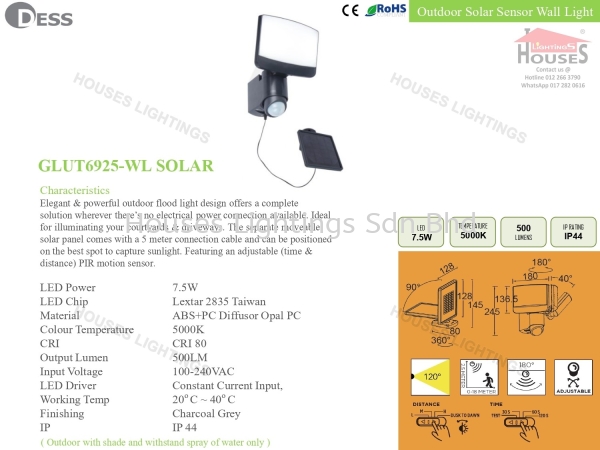 GLUT6925-WL SOLAR IP44 Solar  Selangor, Malaysia, Kuala Lumpur (KL), Puchong Supplier, Suppliers, Supply, Supplies | Houses Lightings Sdn Bhd