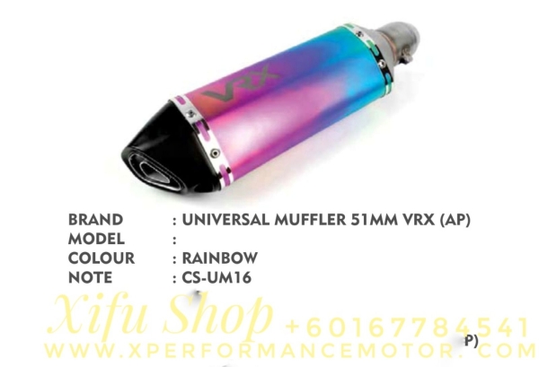 EXHAUST MUFFLER RACING UNIVERSAL 51MM RAINBOW CS-EM16 Others Johor Bahru JB Supply Suppliers | X Performance Motor