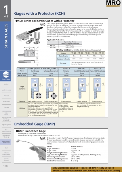 Foil Strain Gages with a Protector KCH Gages with a Protector Strain Gages KYOWA Selangor, Malaysia, Kuala Lumpur (KL), Shah Alam Supplier, Suppliers, Supply, Supplies | MRO Distribution Sdn Bhd