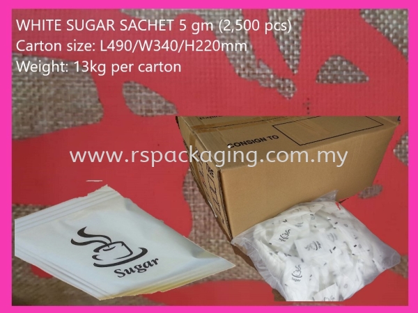 SACHET PACK WHITE SUGAR 5g (2500 PCS)x2 SACHET PACKING SUGAR SACHET/ IN TUBE Kuala Lumpur (KL), Malaysia, Selangor, Kepong Supplier, Suppliers, Supply, Supplies | RS Peck Trading