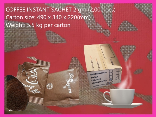 SACHET PACK INSTANT COFFEE 2g (2000 PCS)x1 SACHET PACKING SUGAR SACHET/ IN TUBE Kuala Lumpur (KL), Malaysia, Selangor, Kepong Supplier, Suppliers, Supply, Supplies | RS Peck Trading