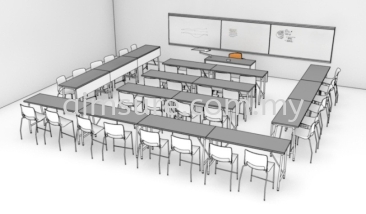 Seminar room sitting arrangement (3D drawing)