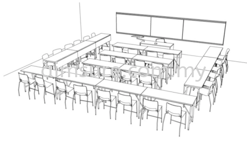 Seminar room sitting arrangement (Line drawing)