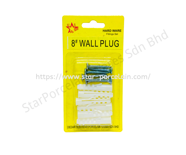 6PCS 1.2" 8# WALL PLUG Hand Tools Accessories Hand Tools Hardware Johor Bahru (JB), Malaysia, Taman Daya Supplier, Wholesaler, Supply, Supplies | Star Porcelain Wares Sdn Bhd