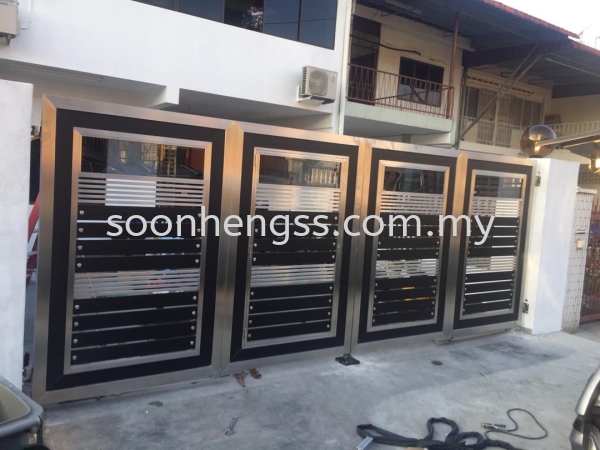  FOLDING DOOR MAIN GATE STAINLESS STEEL Johor Bahru (JB), Skudai, Malaysia Contractor, Manufacturer, Supplier, Supply | Soon Heng Stainless Steel & Renovation Works Sdn Bhd