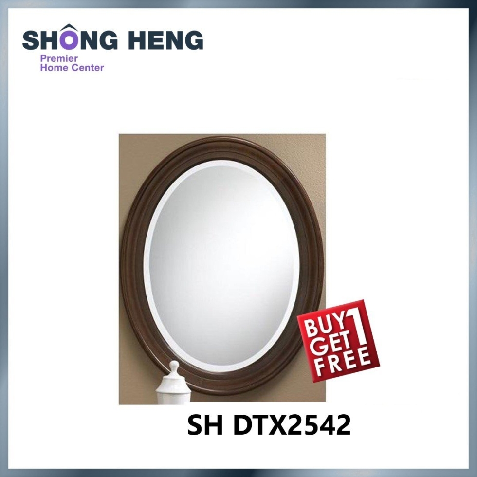 WOODEN OVAL FRAMED MIRROR-DTX2542