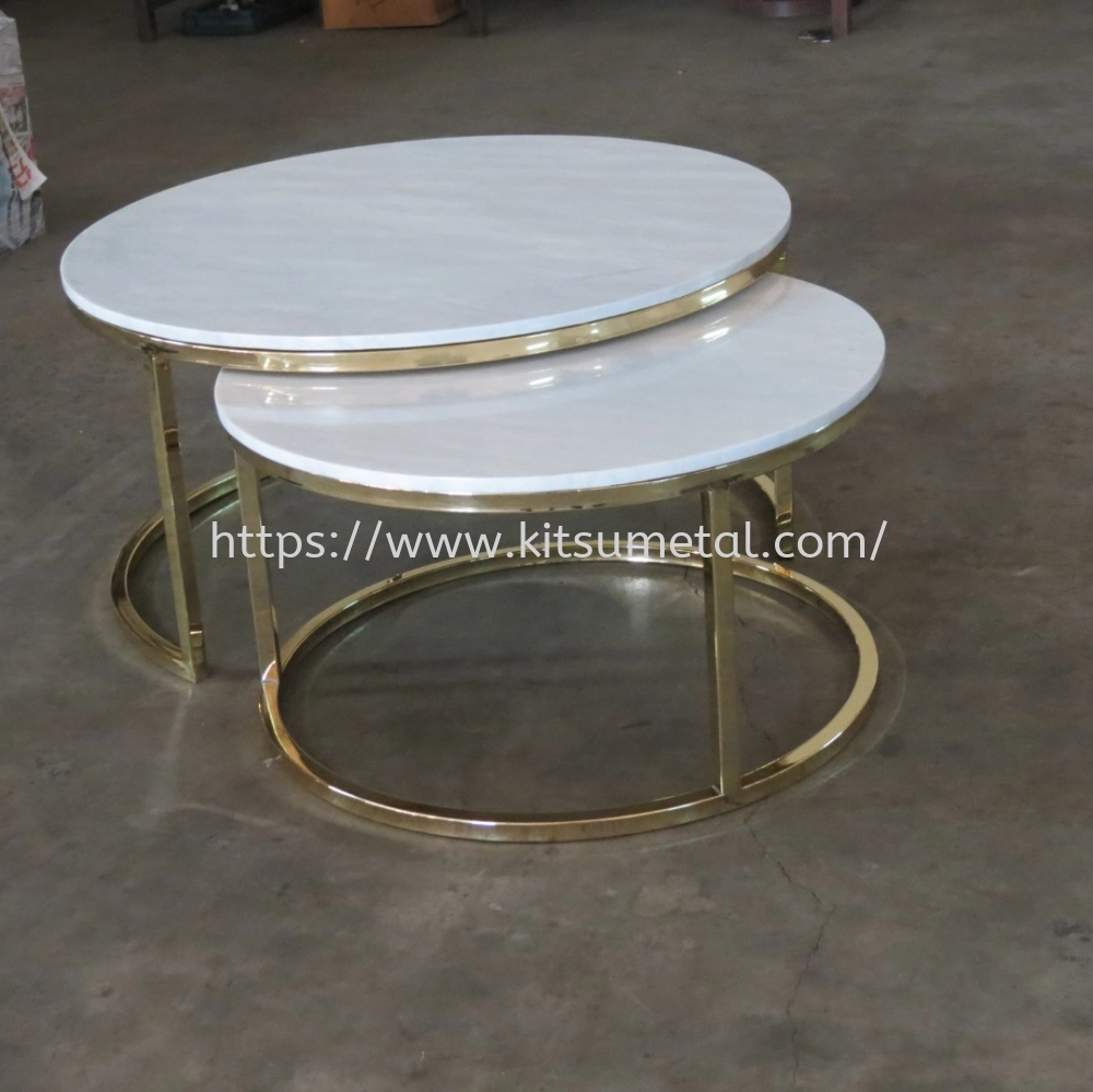 Round Marble Top with Gold Chrome Round Leg (Double)