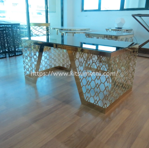 Rectangle Glass Top with Gold Chrome Leg