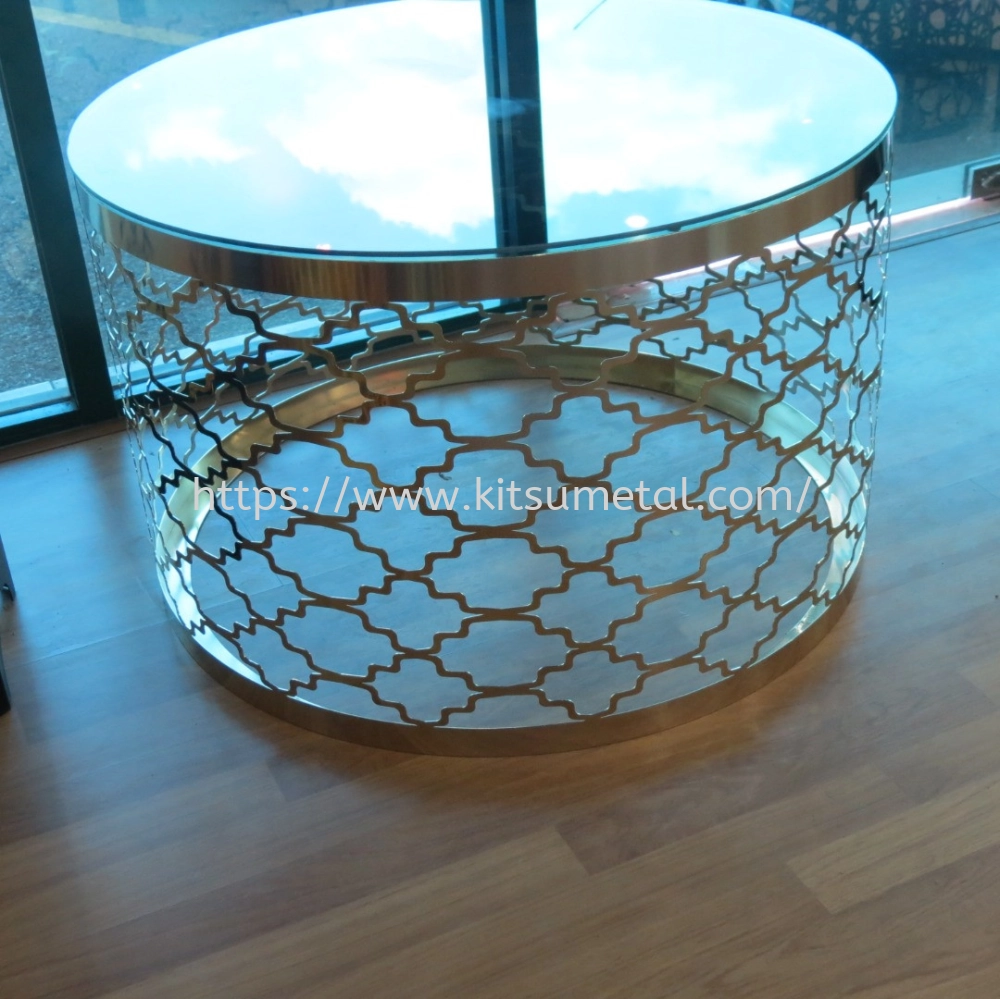 Round Glass Top with Gold Chrome Round Leg