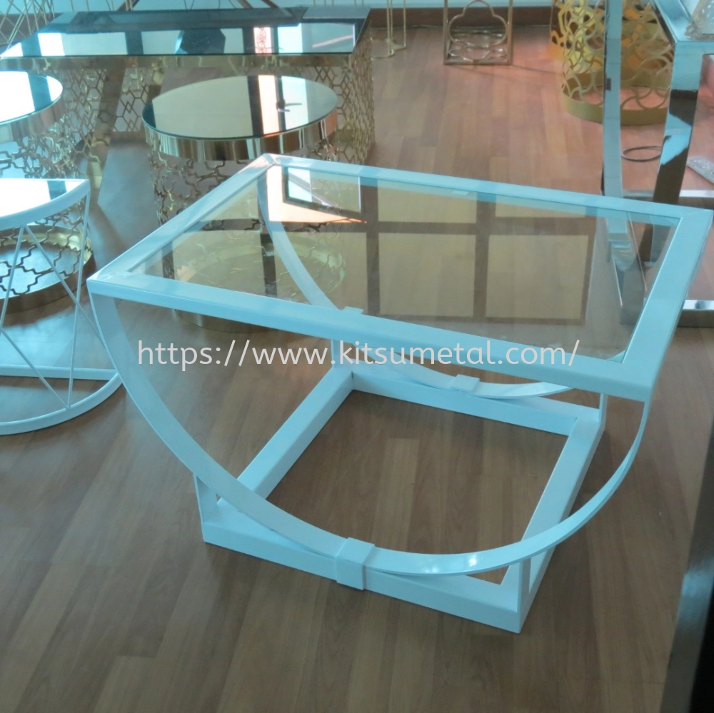 Rectangle Glass Top with White Coating Round Leg