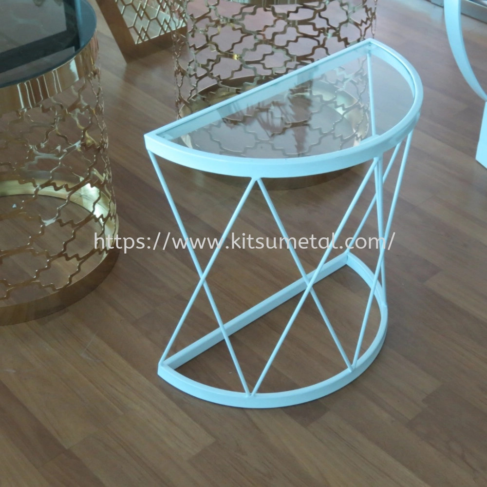 Half Circle Glass Top with Gold Coating Leg