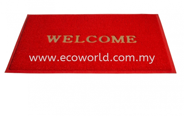 Standard Coil Mat With Welcome - Red Standard PVC Coil Mat with Welcome PVC Cushion Coil Mat Malaysia, Johor Bahru (JB) Supplier, Supply, Supplies | ECO WORLD HYGIENE (M) SDN BHD