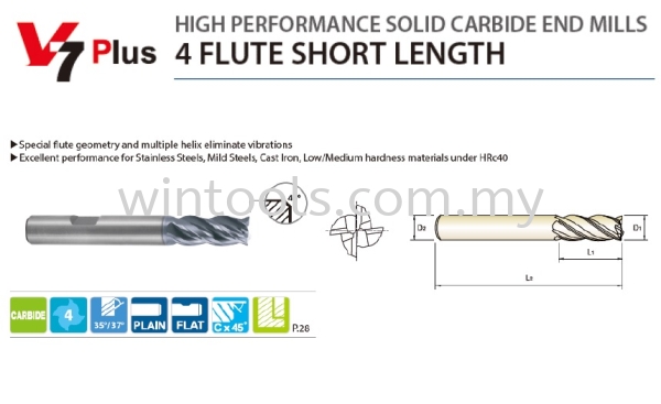 DIA 3 - DIA 20MM  V7 PLUS, SOLID CARBIDE END MILLS YG-1 (KOREA) Penang, Malaysia Supplier, Suppliers, Supply, Supplies | Wintools Engineering Technology Sdn Bhd