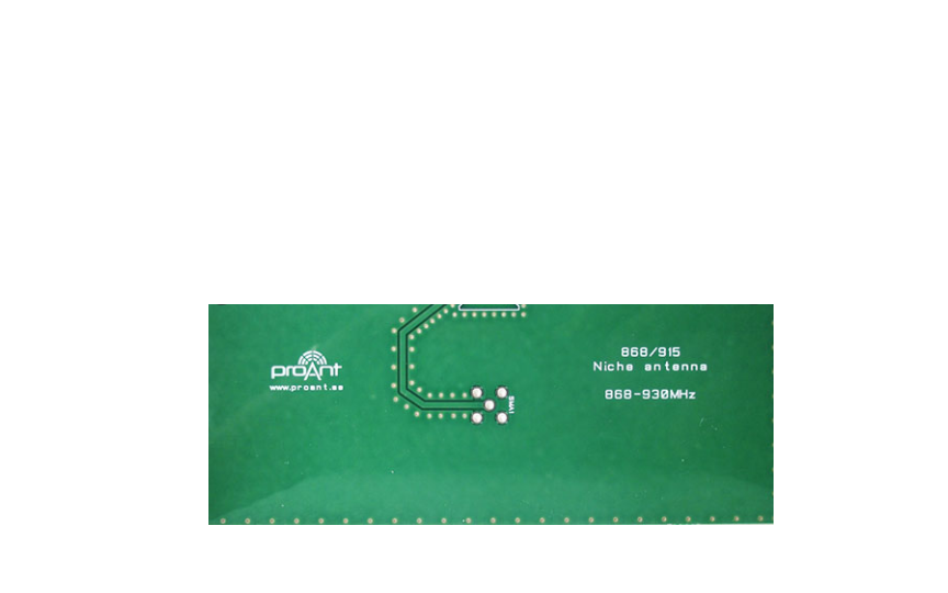 proant niche™ 868-915 mhz antenna, small pcb embedded antenna for use on the the 868 mhz and 915 mhz ism bands, suitable for applications in lora, sigfox etc.