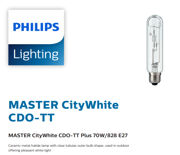 PHILIPS MASTER CityWhite CDO-TT Plus 70W/828 E27 928082019235