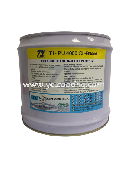 T1 PU 4000 (oilbased) 10kg/pail Injection Supply Selangor, Malaysia, Kuala Lumpur (KL), Kajang Supplier, Suppliers, Supply, Supplies | YCL Coating Sdn Bhd