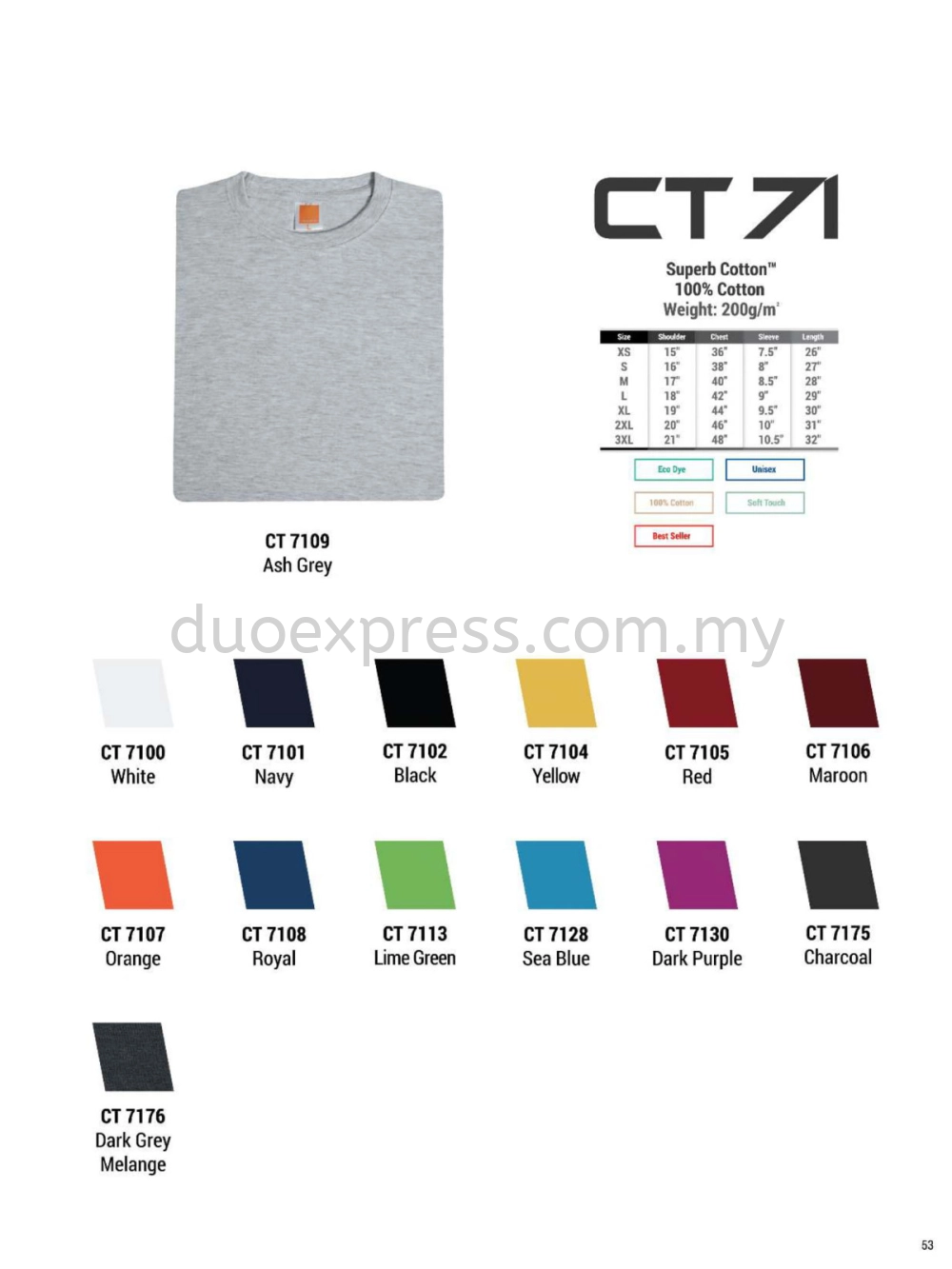 Oren CT71 Cotton 200gsm Roundneck Tee Unisex