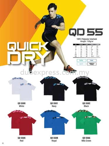 Oren QD55 Roundneck Microfibre QuickDri Unisex