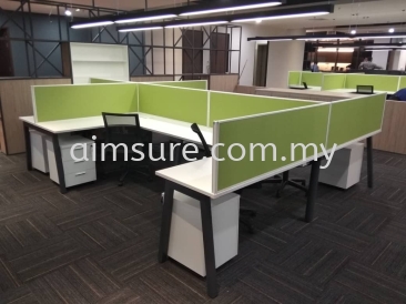 6 gang desking workstation with C metal leg at Shah Alam