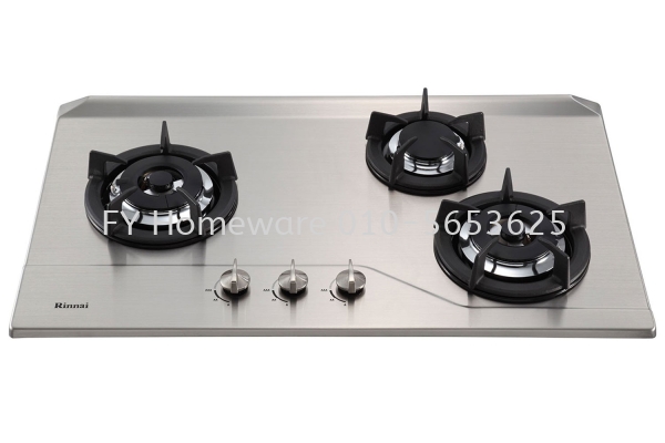 Rinnai RB-3SS-C-S 3-Burner Built-in Gas Hob (Stainless Steel) (4.2kW) Gas Cooker Kitchen Utensils Johor Bahru (JB), Malaysia, Skudai Supplier, Suppliers, Supply, Supplies | FY HOMEWARE SDN BHD