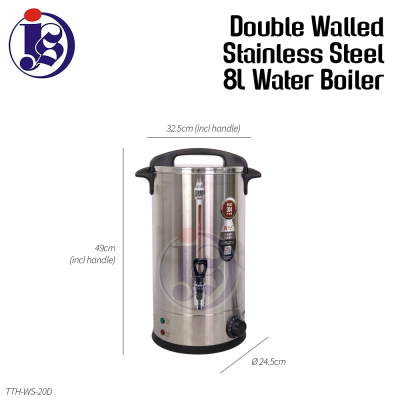 8 Liter Double Walled Stainless Steel Water Boiler