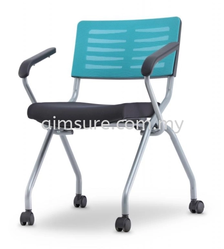 Mesh folding chair with armrest and castor AIM2MA-AXIS