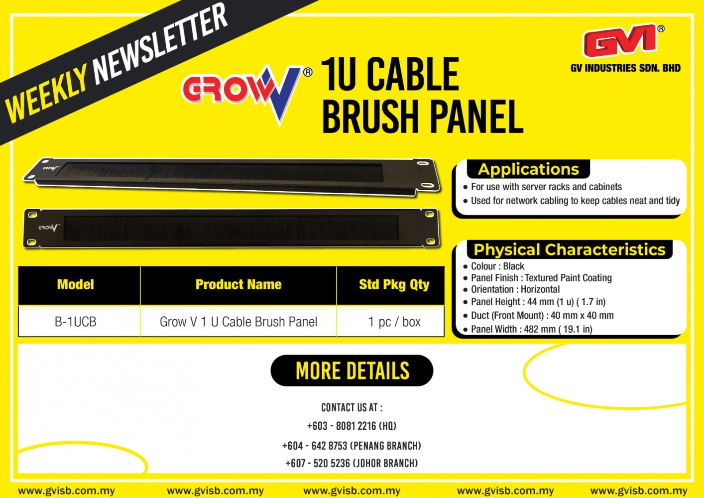 1U CABLE BRUSH PANEL