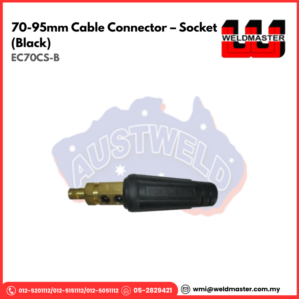 AUSTWELD 70-95MM CABLE CONNECTOR - SOCKET (Black) (EC70CS-B)