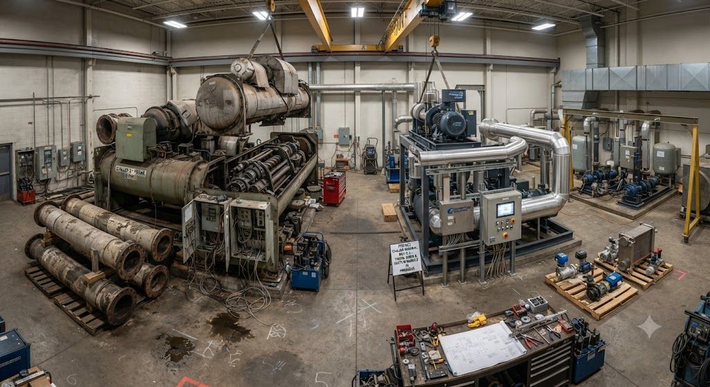 Knock-down chiller dismantling and custom rebuild