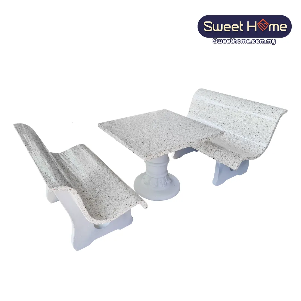 Outdoor Cement Stone Table & Bench Set | Outdoor Stone Furniture