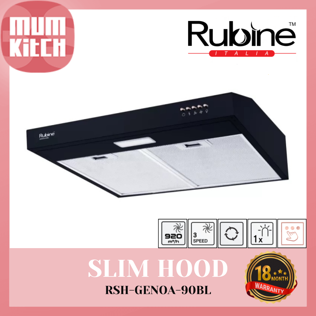 RUBINE Cooker Hood Slim Hood GENOA 920m3/h RSH-GENOA-90BL