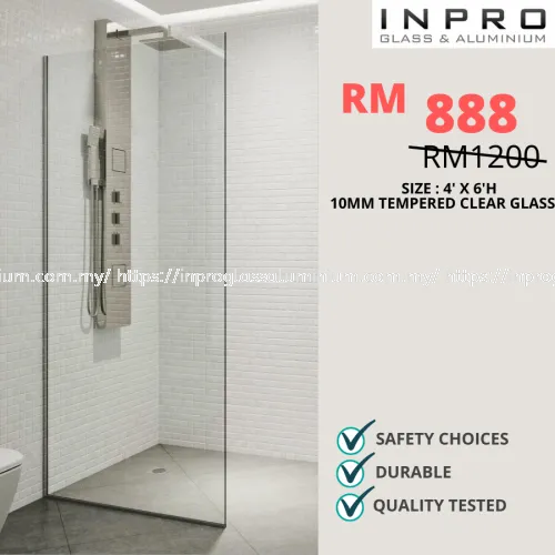 IPSS-8 Shower Screen Set With 10mm Tempered Glass | Glass Contractor at Bandar Sunway, Selangor